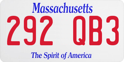MA license plate 292QB3