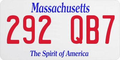 MA license plate 292QB7