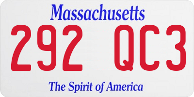 MA license plate 292QC3