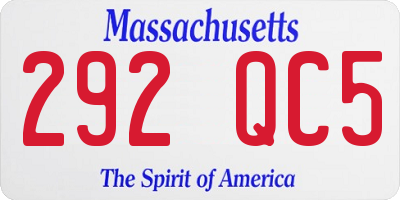MA license plate 292QC5