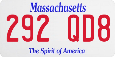 MA license plate 292QD8