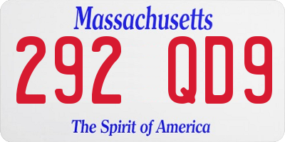 MA license plate 292QD9
