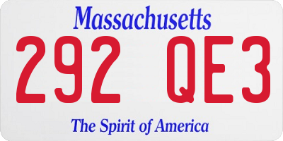 MA license plate 292QE3