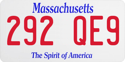 MA license plate 292QE9