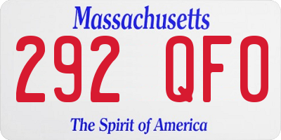 MA license plate 292QF0