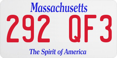 MA license plate 292QF3