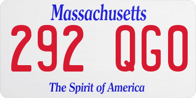 MA license plate 292QG0