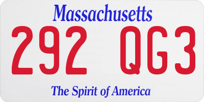 MA license plate 292QG3