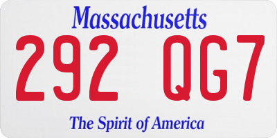 MA license plate 292QG7