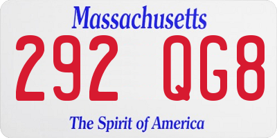 MA license plate 292QG8