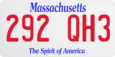 MA license plate 292QH3