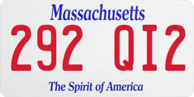 MA license plate 292QI2