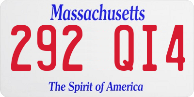 MA license plate 292QI4