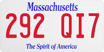 MA license plate 292QI7