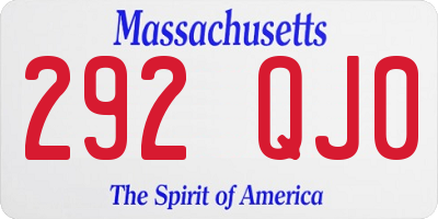 MA license plate 292QJ0