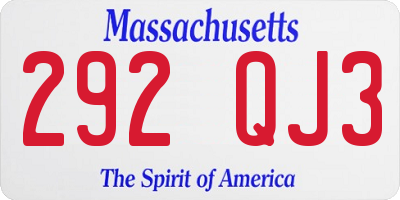 MA license plate 292QJ3