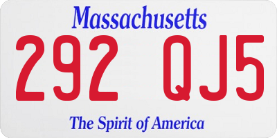 MA license plate 292QJ5