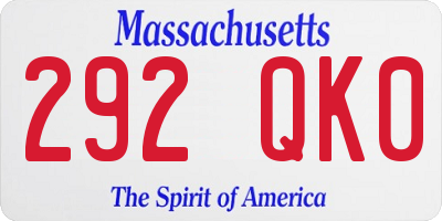 MA license plate 292QK0