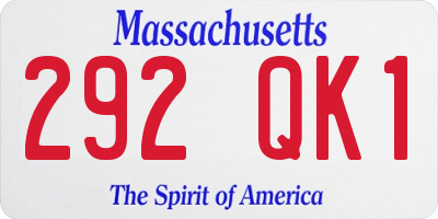 MA license plate 292QK1