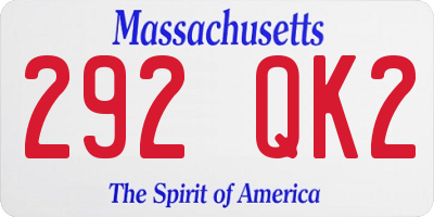 MA license plate 292QK2