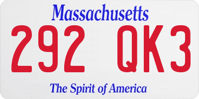 MA license plate 292QK3