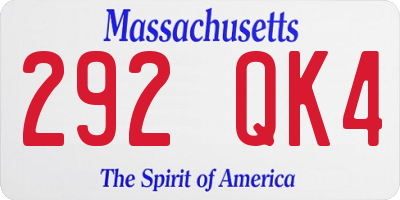 MA license plate 292QK4