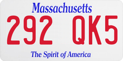 MA license plate 292QK5