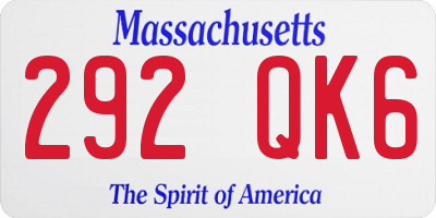 MA license plate 292QK6