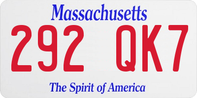 MA license plate 292QK7