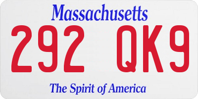 MA license plate 292QK9