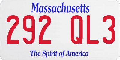 MA license plate 292QL3