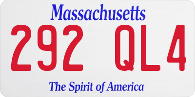 MA license plate 292QL4