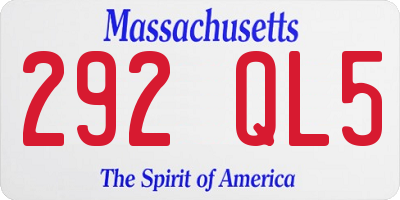 MA license plate 292QL5