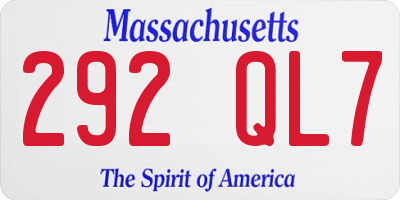 MA license plate 292QL7