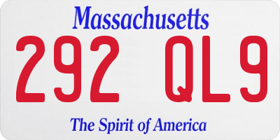 MA license plate 292QL9