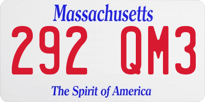 MA license plate 292QM3