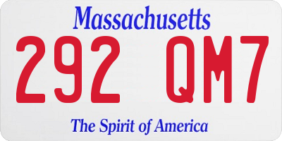 MA license plate 292QM7