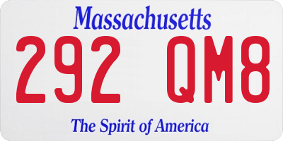 MA license plate 292QM8