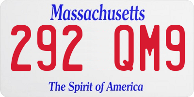 MA license plate 292QM9