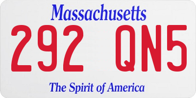 MA license plate 292QN5