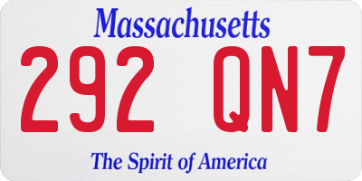 MA license plate 292QN7