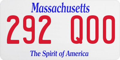MA license plate 292QO0