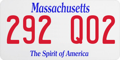 MA license plate 292QO2