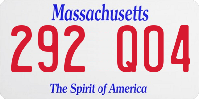 MA license plate 292QO4