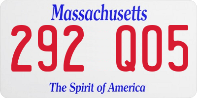 MA license plate 292QO5