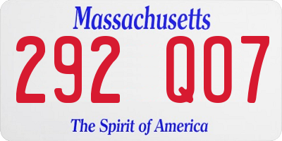 MA license plate 292QO7