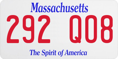 MA license plate 292QO8