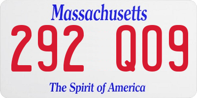 MA license plate 292QO9
