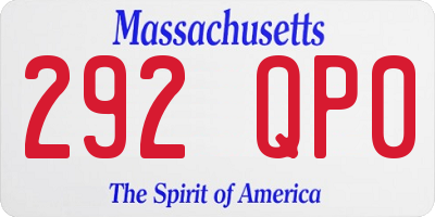 MA license plate 292QP0