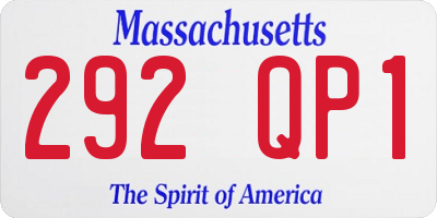 MA license plate 292QP1